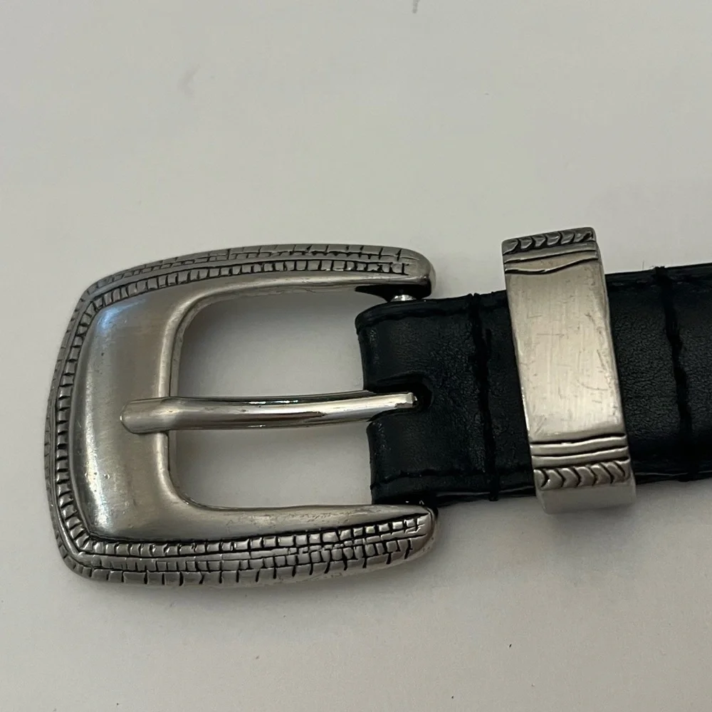 PGA TOUR Men’s Black Leather Silver Golf  Medallions Embellished Golf Belt